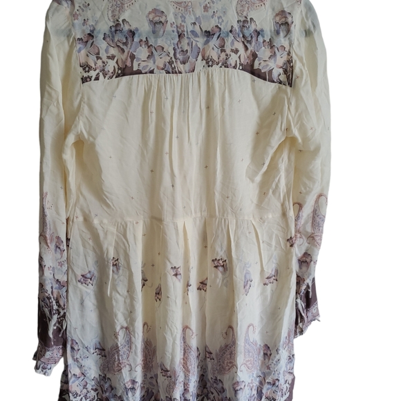 Free People Womens Boho V Neck Dress Size M Long Sleeve Floral Print - Picture 4 of 4